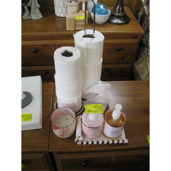 MISC: SOAP DISPENSERS, CANDLE, TP HOLDERS