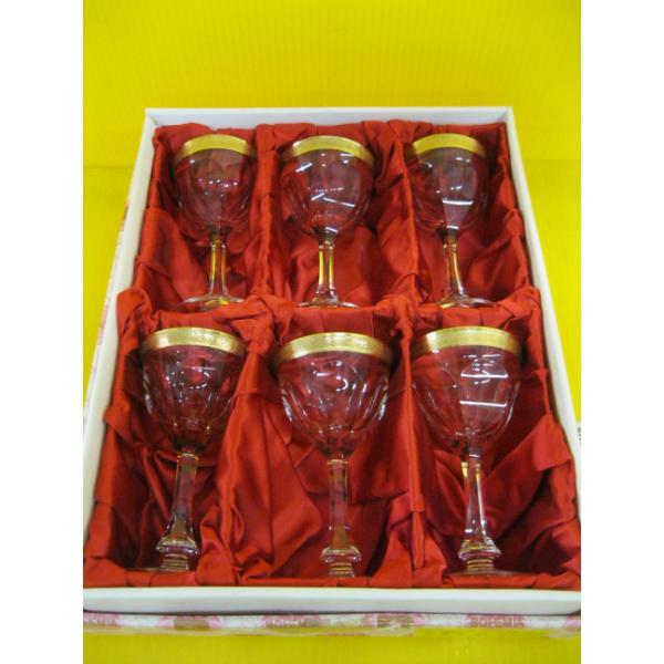 6 MOSERS 24KT GOLD RIM CRYSTAL WINEGLASSES