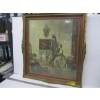 Image 1 : ORNATELY FRAMED PICTURE - WOMAN PLAYING HARP