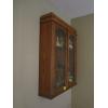 Image 3 : LEADED GLASS DOORED CABINET  W/KEY - MOUNTED ON WALL
