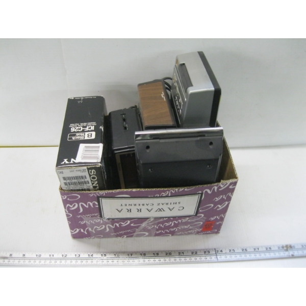 MISC. CLOCK RADIOS, VHS REWINDER, ETC.