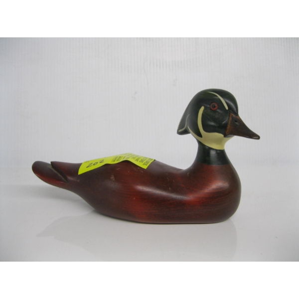SIGNED CARVED DUCK BY RON SADLER