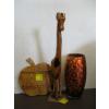 Image 1 : GLASS VASE, WOODEN GIRAFFE & WOODEN APPLE SPOON HOLDER