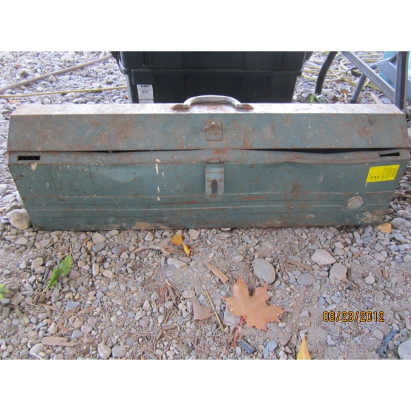LG. GREEN TOOLBOX W/ASST. BITS, FILES, ETC.
