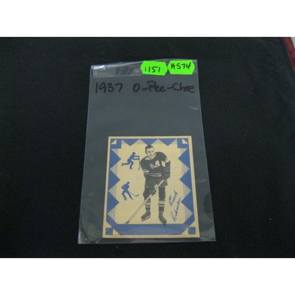 1937 O PEE CHEE HOCKEY CARD - EARL ROBINSON, SERIES E #165
