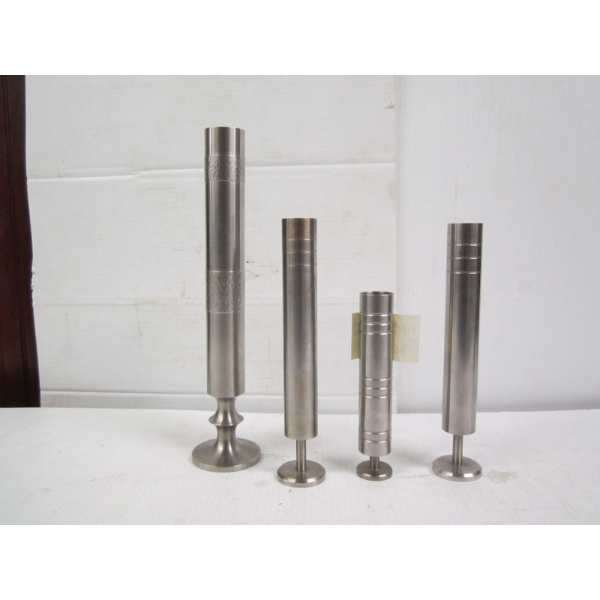4 METAL VASES