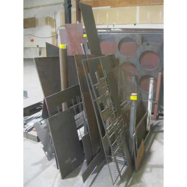 RACK W/ASST. SIZE PLATE STEEL, GRADING, ETC.