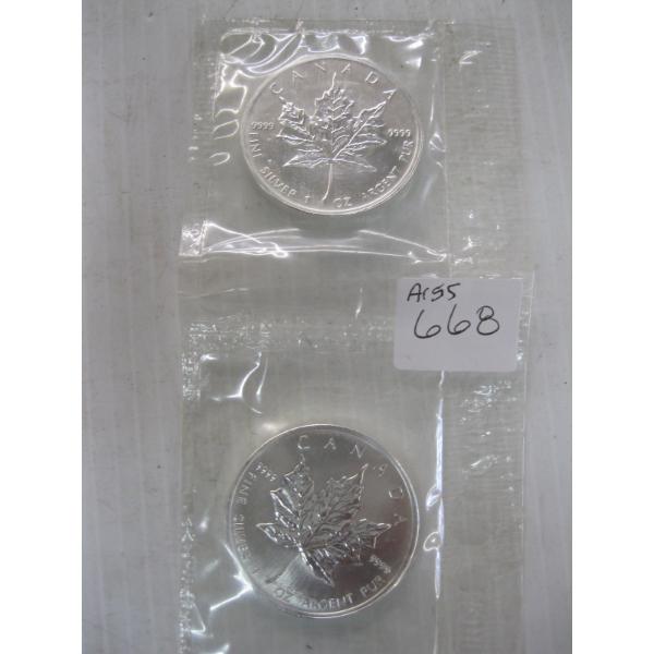 2 - 2006 CDN  1 OZ .999 MAPLE LEAF COINS, (TAX EXEMPT)