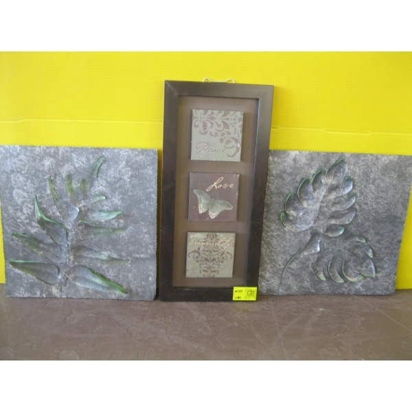 2 METAL PIECES OF ARTWORK & INSPIRATIONAL SIGN