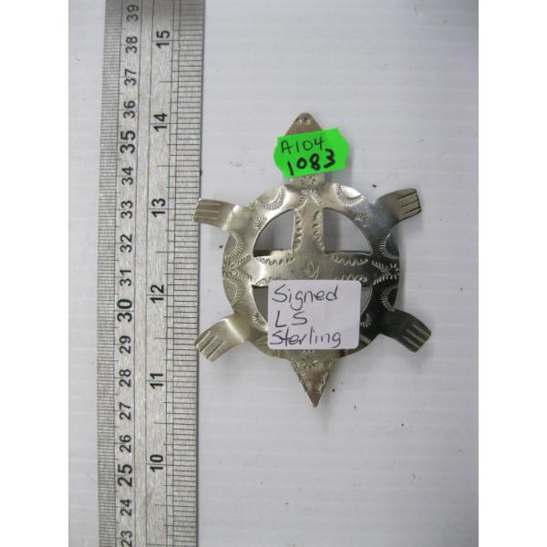 SIGNED LS STERLING TURTLE PIN