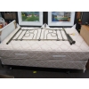 Image 1 : DOUBLE SIZE BOX SPRING/MATTRESS W/ROLLER FRAME, HEADBOARD - MISSING 1 LEG