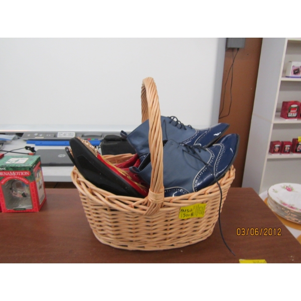WICKER BASKET W/ 2 PR. SZ 11 SHOES