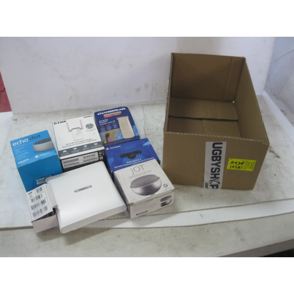 BOX OF D LINK ITEMS, ALEXA, ETC.