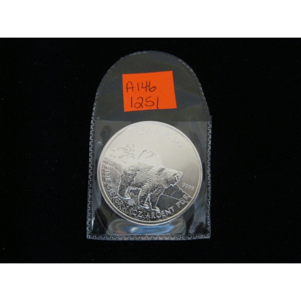 2011 1 OZ .999 SILVER BEAR $5 COIN (TAX EXEMPT)