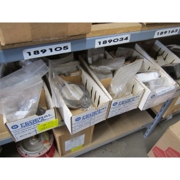 5 FLATS OF MISC. FILTERS, CHECK VALVE, ETC.