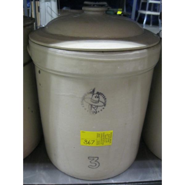 MEDICINE HAT POTTERIES 3 GALLON CROCK W/LID