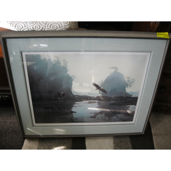 FRAMED NUMBERED PRINT "HOMELAND OF MIST" BY CAROL EVANS, 1990
