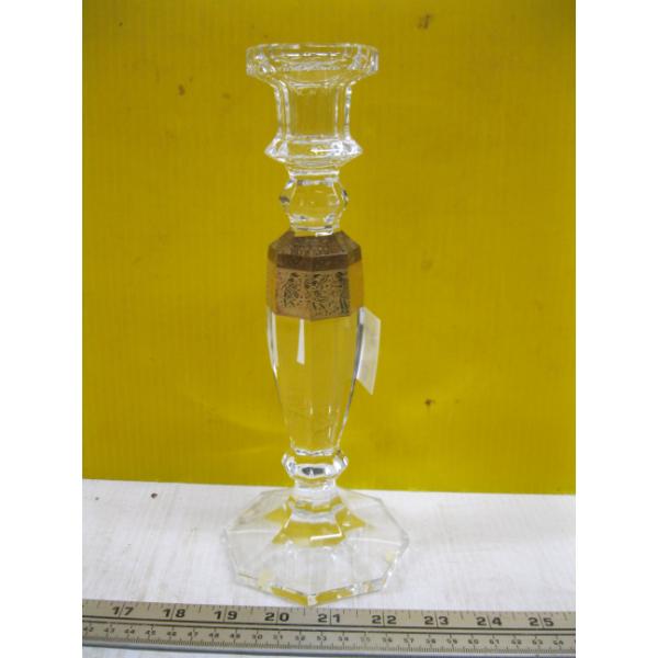 MOSERS 24KT GOLD RIM CRYSTAL CANDLEHOLDER