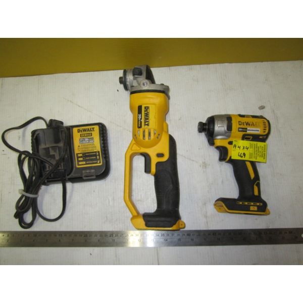 DEWALT CORDLESS ANGLE GRINDER & IMPACT GUN W/CHARGER