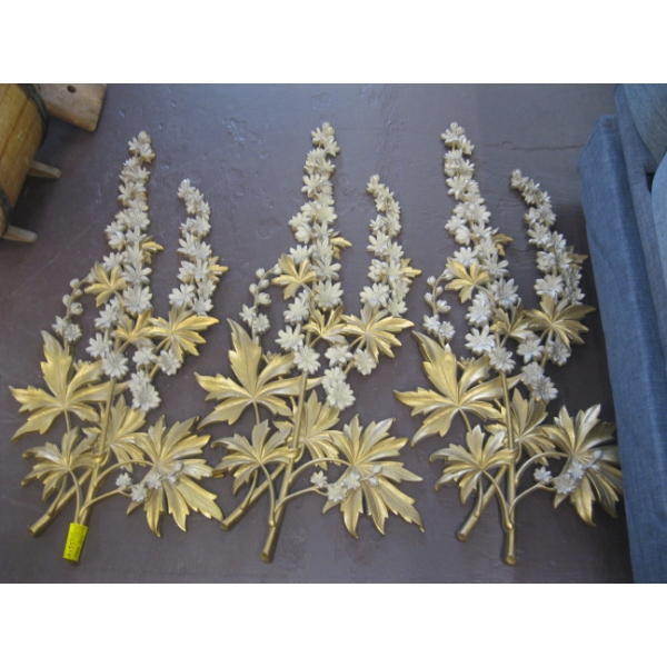 3 GOLD LEAF PATTERN WALL HANGINGS