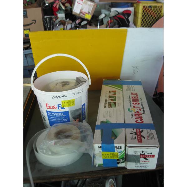 PAIL OF TAPE & 2 BOXES CARPET PROTECTOR