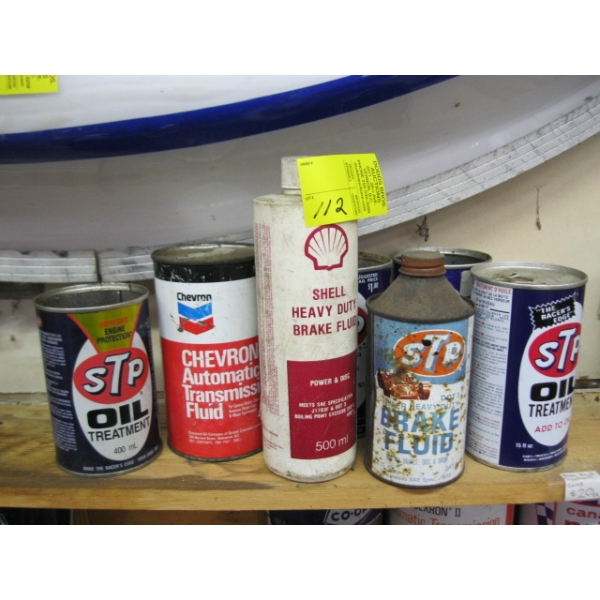 OIL TINS & A PLASTIC BOTTLE