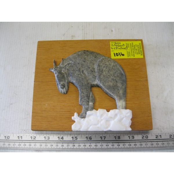 CARVED STONE BILLY GOAT BY MICHAEL