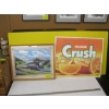 Image 1 : TIN ORANGE CRUSH SIGN & FRAMED PRINT OF TRAIN