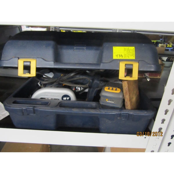 LG. LOT OF MASTERCRAFT CORDLESS TOOLS, BATTERIES, CHARGERS - CONDITION UNKNOWN 