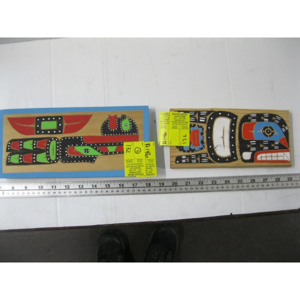 2 PAINTED CEDAR CARVINGS BY RALPH BRETT