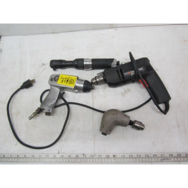 BLACK & DECKER DRILL, ATTACHMENT & 2 AIR TOOLS