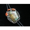 Image 2 : NAVAJO BOLO TIE W/TURQUOISE & CORAL STONES