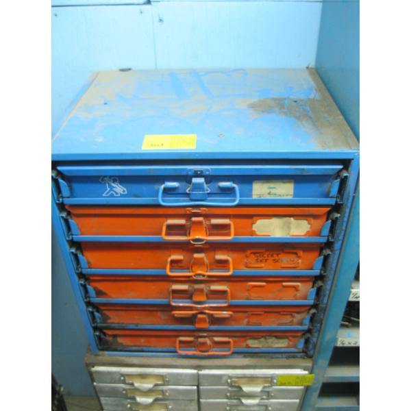 6 DRAWER SLIDE OUT BOX STORAGE UNIT W/ASST. CONTENTS