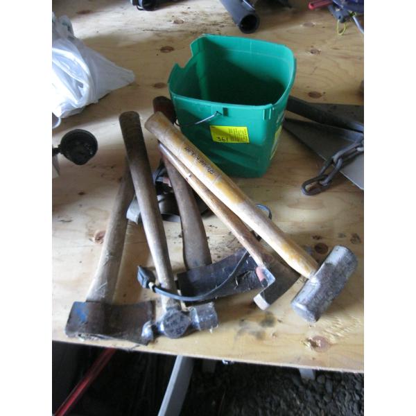 BUCKET W/ASST. HAMMERS, ETC.