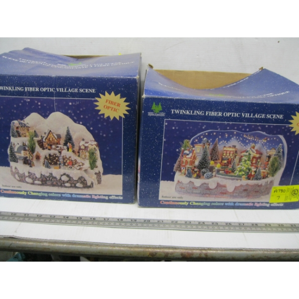 2 TWINKLING FIBEROPTIC VILLAGE SCENES
