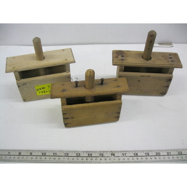 3 WOODEN BUTTER PRESSES