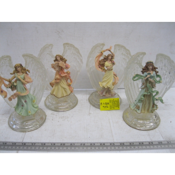 4 CRYSTAL ANGEL FIGURINES