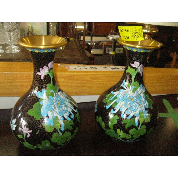 PAIR OF CLOISONNE VASES