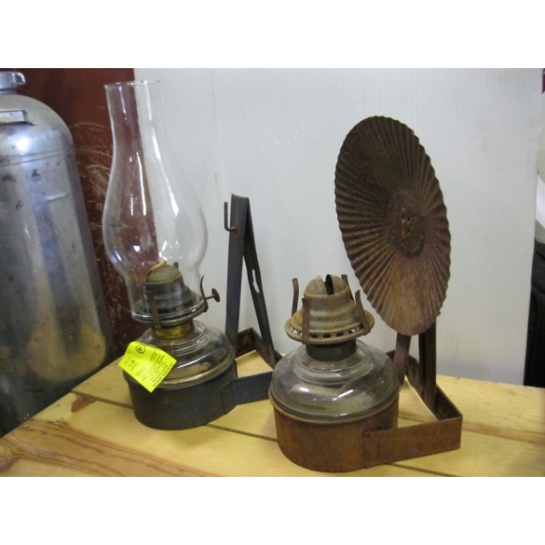 2 WALL MOUNT W/HOLDERS OIL LAMPS