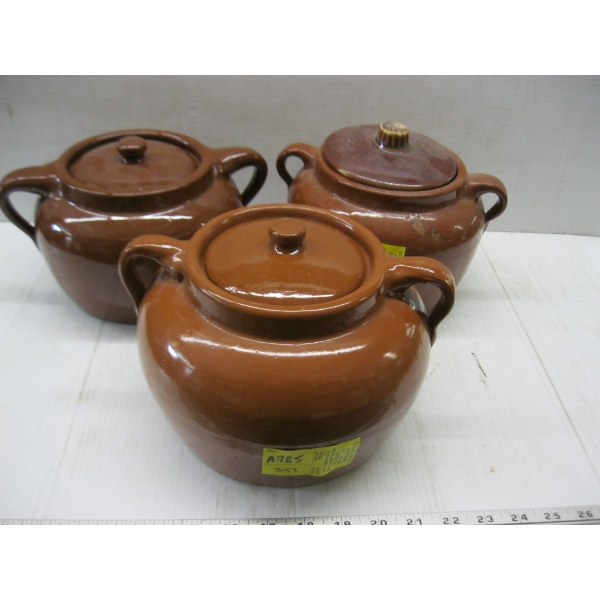3 LIDDED BEAN POTS