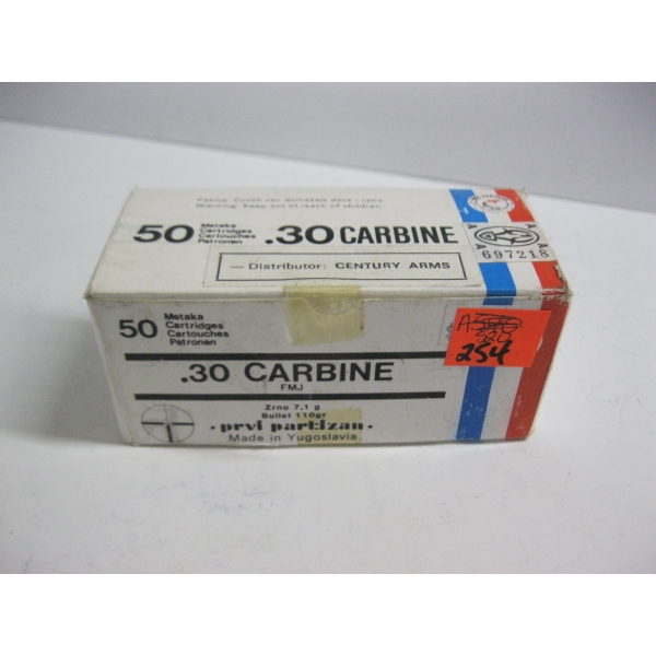 PRVI PARTIZAN .30 CABINE FMJ 110GR|1X50 CARTRIDGES