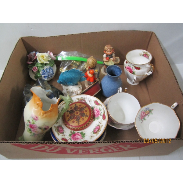 MISC. COLLECTABLE PIECES, FLORALS, TEACUPS, HUMMEL FIGURINES, ETC.