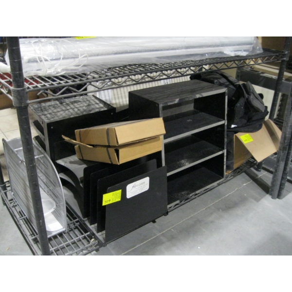 ASST. FILE HOLDERS, SM. SHELF UNIT, TABLE COVERS, ETC.