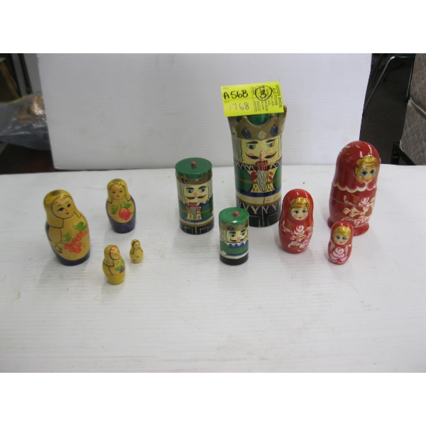 3 WOODEN NESTING DOLL SETS