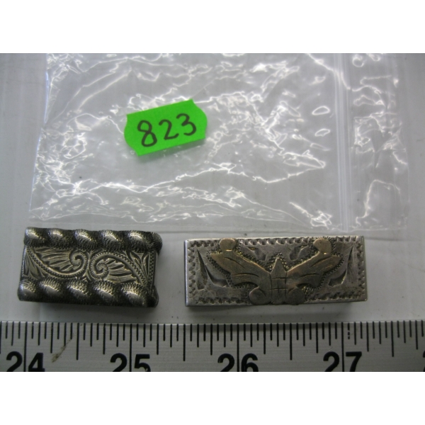 2 SILVER NAVAJO BELT HOLDERS OR TIE SLIPS