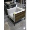Image 1 : GREY CHAIR W/WOOD LOOK SIDES, METAL LEGS