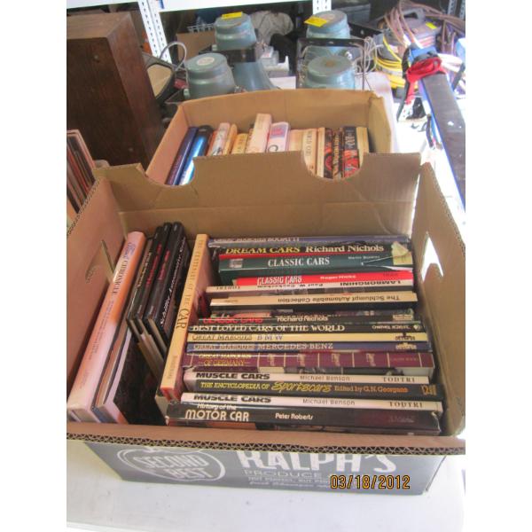 2 BOXES OF ASST. HARDCOVER BOOKS - MOSTLY CAR