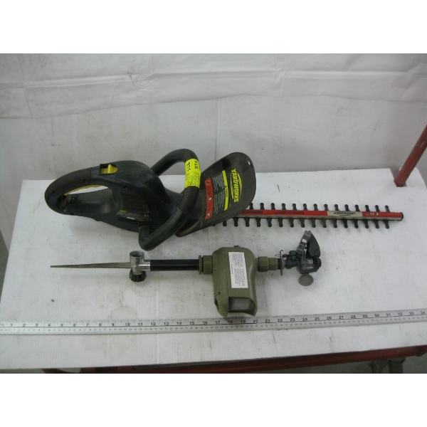 MOTION SENSOR SPRINKLER & YARDWORKS HEDGETRIMMER