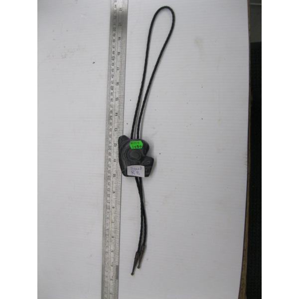 ARGILLITE BOLO TIE, SIGNED RB