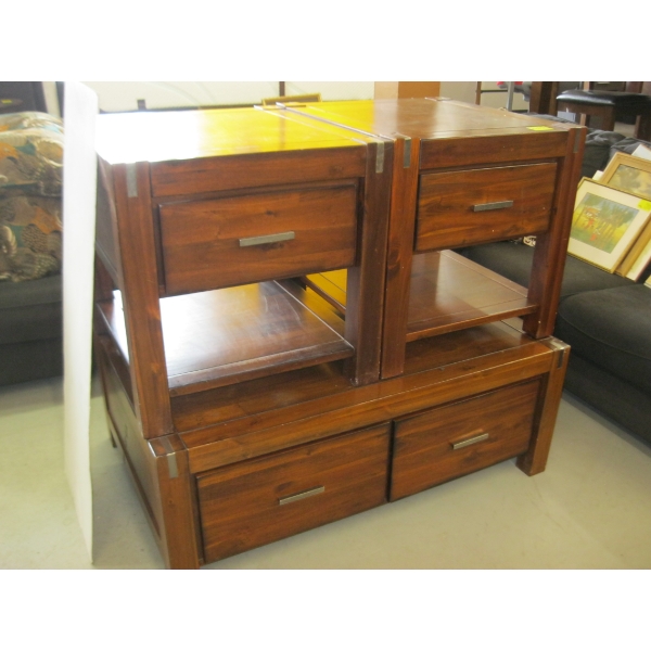 3 PIECE WOODEN COFFEE & END TABLE SET